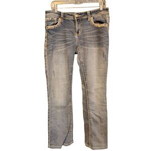 Grace In LA Women's Medium Wash‎ Boot Cut Embroidered Pocket size 30